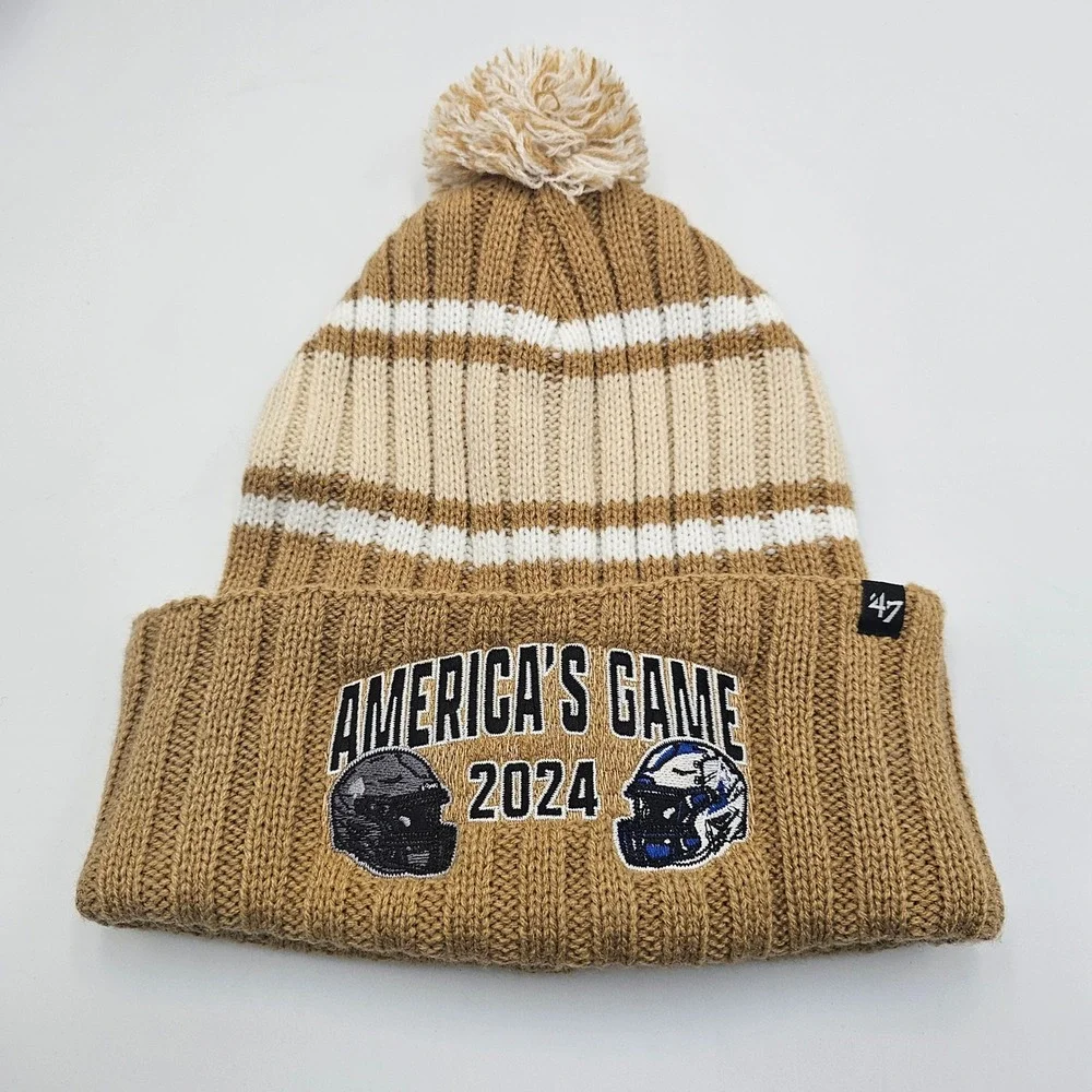 Army Navy Game 2024 Knit Beanie Hat w/ Pom '47 Brand Khaki Pom Cuff Knit New NWT